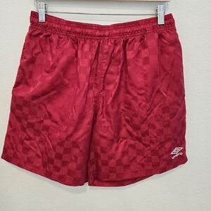 Vintage Umbro Red checkered athletic with drawstrings shorts size large